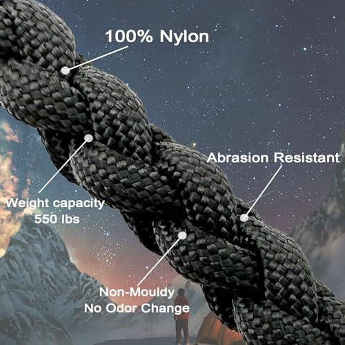 550 lb Paracord Rope - 4MM 7-Strand Nylon - Black, 100FT