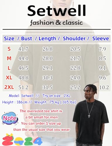 Setwell Oversized Men’s T-Shirt X-Large Army Green/Black/Grey/Camouflage – Heavyweight Cotton Tee