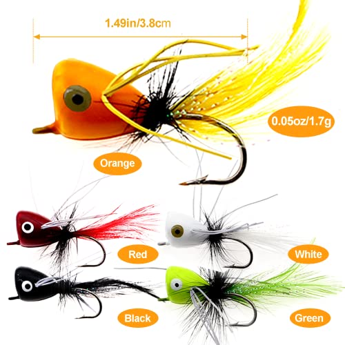 Fly Fishing Poppers Kit - 10pcs Topwater Lures for Bass & Trout