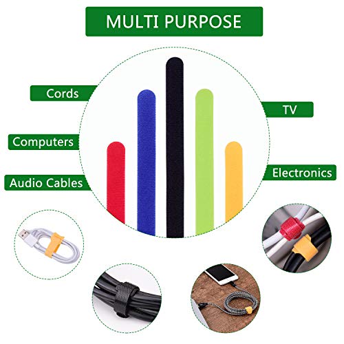 OneLeaf 60Pcs Reusable Cable Ties with Hook and Loop, 3 Sizes Wire