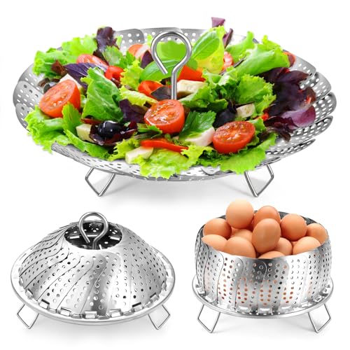 Premium Stainless Steel Vegetable Steamer Basket - Expandable 6.4" to 10"