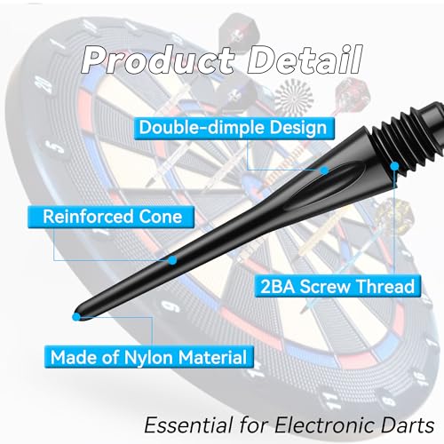 Premium 2BA Thread Soft Dart Tips - 300 Pack - Black