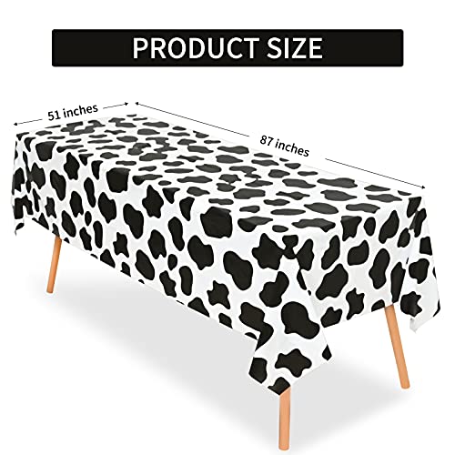Cow Print Tablecloth - 2 Pcs Plastic Covers 87 x 51 Inches