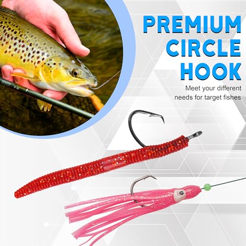 Offset Circle Hooks for Saltwater Fishing - 120pcs Size 6#