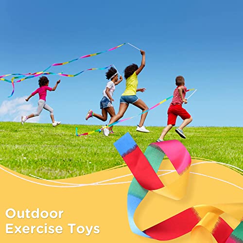 HiUnicorn White 12PCS Dance Ribbons for Kids 4th of July Celebrations & Gymnastics