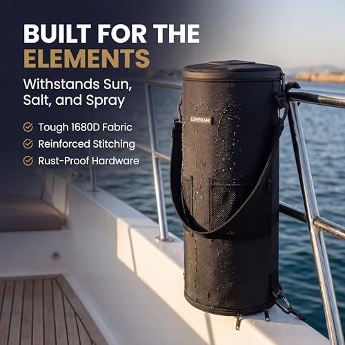 LUMERAM Boat Trash Can with Side Pockets & Leak-Resistant Bag - Water-Resistant, Odor-Free, Easy Install
