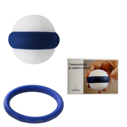 Remedic Hand & Finger Exerciser – Grip Strengthener with 2 Resistance Rings & Training Manual with 30+ Exercises – Strengthens Hand Muscles, Joints & Tendons for Rehab, Therapy & Training