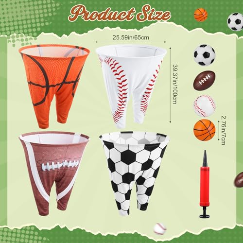Granny Pants Outdoor Game Set - 4 Giant Pants, 20 Balls, 2 Pumps - Mixed Colors