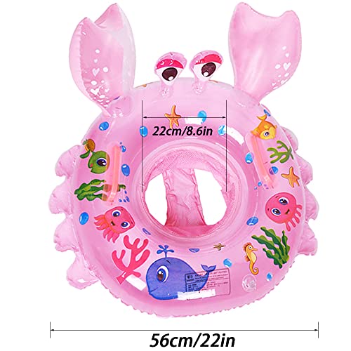 Baby Swimming Float - Inflatable Pink Crab Swim Ring for Ages 8-48 Months