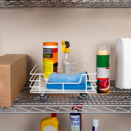 1-Tier Powder-Coated Steel Pantry Pull-Out Organizer White - 15"