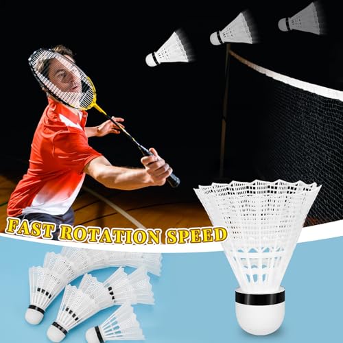 Badminton Shuttlecocks - 12 Pcs White Plastic Birdies for Training