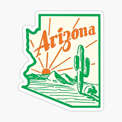 Arizona Cactus Vintage Travel Decal - 4in Waterproof Vinyl Sticker