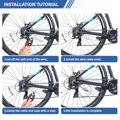 60-Piece Aluminum Alloy Bike Cable End Caps and S-Hook Clips Set