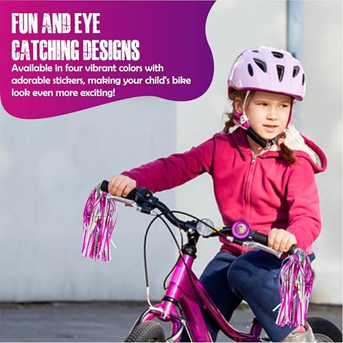 Kids Bike Bell with Streamer - Purple Cartoon Design