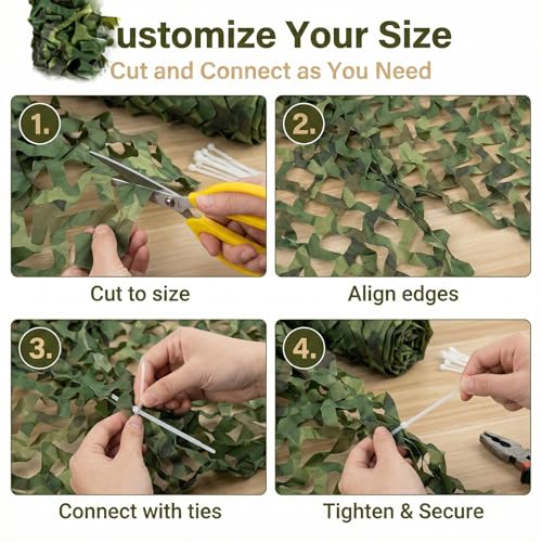 Camouflage Netting for Hunting - Durable 4.92 x 6.56 ft Mesh