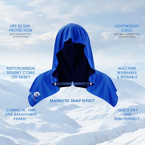 Cooling Hoodie Towel - Instant Cooling, UPF 50 Sun Protection, Royal Blue