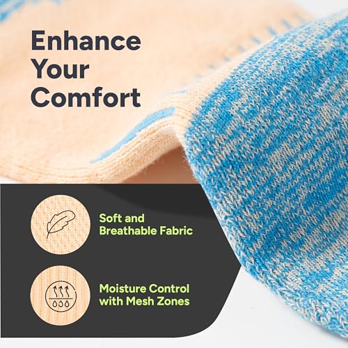 No Show Socks - Athletic Non-Slip Cotton Blend, Large Two Tone - 4 Pairs