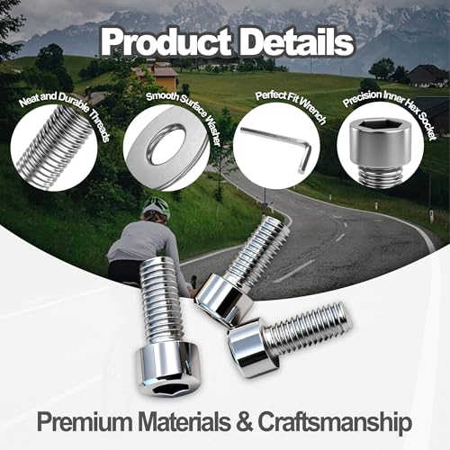 M5 Hex Socket Stainless Steel Screws Set for Bike Water Bottle Cage - 16 Pairs