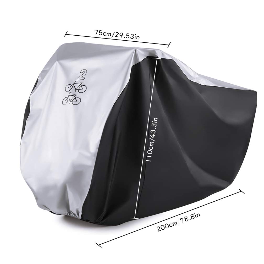 Maveek Bycicle Cover for 2 Bikes Waterproof Cycle Dirt Bike Outdoor Rain Dust Snow Water Wind Sun Resistant UV Protection Winter Summer Cold All Weather Indoor Garage Storage Road Mountain Bike