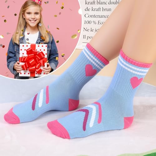 6 Pairs Kids Athletic Crew Socks - Mix Color