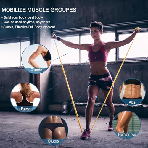 5-Level Resistance Bands Set for Exercise, Pilates, Yoga - Latex-Free