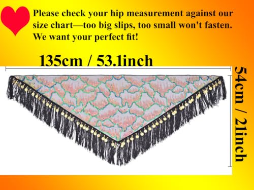 Green One Size Sequin Peacock Belly Dance Hip Scarf Wrap for Women