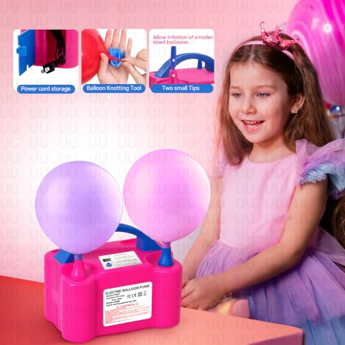 Small Rose Red Electric Balloon Pump 110V 600W Portable Dual Nozzles Party Decor