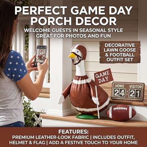 Football Goose Outfit for 23-Inch Lawn Goose - Brown, Medium