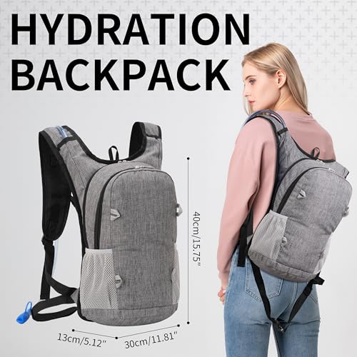Roptat 2L Hydration Backpack with Insulated Bladder – Silver Version, Large