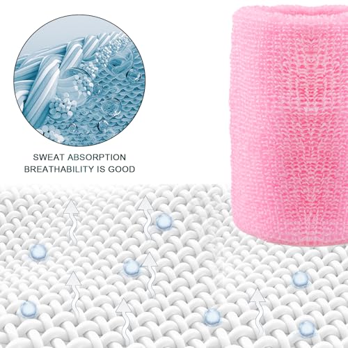 Sweat Band Set - 1 Headband & 2 Wristbands - Black & Pink