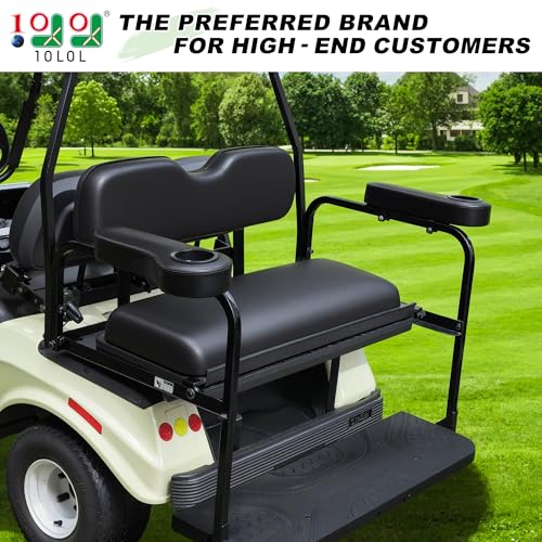 Golf Cart Rear Seat Arm Rest Set with Cup Holder - Black