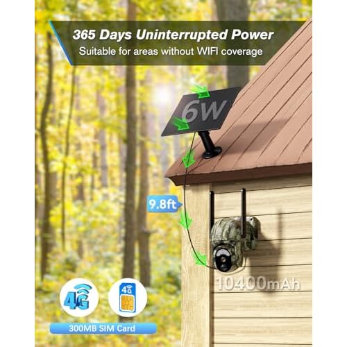 Xega 4G LTE Cellular Trail Camera Built-in SIM Card, 2K No Wi-Fi Hunting Camera Solar for Wildlife, HD Live Streaming, PIR Detection, Instant Alarm, Color Night Vision, 2-Way Audio, IP66