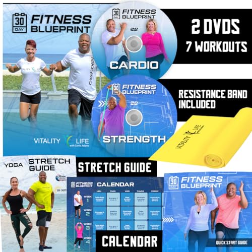 Senior & Beginner Exercise Kit with 30-Day Workout Plan - Resistance Band & Stretching Guide