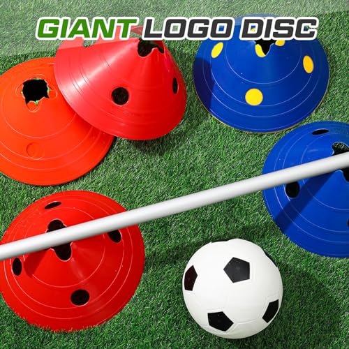 Jumbo Soccer Training Cones Set - 20 Bright Discs in 5 Colors