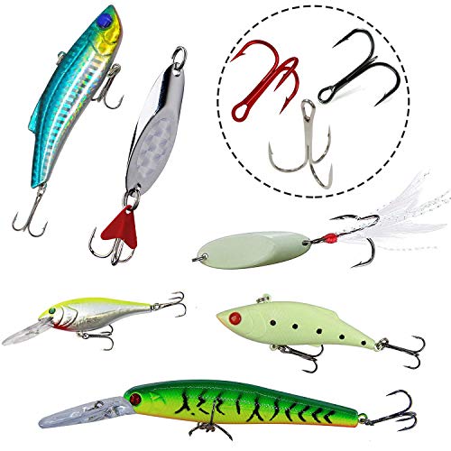 120pcs Sharp Treble Fishing Hooks - Red 1/0# - 14#