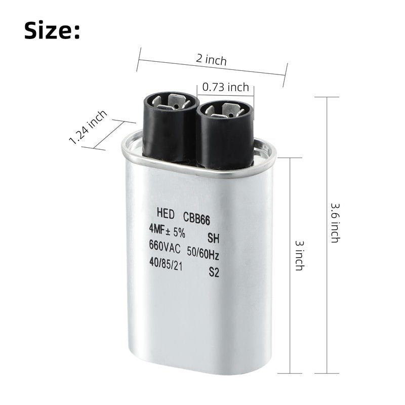 Roykaw Golf Cart 4?F Capacitor, 4 MFD/660 VAC Lester Capacitor Replacement Compatible with EZGO Power Wise II and Lester Models, Universal for 24V/36V/42V/48V Chargers, OEM# 1015939
