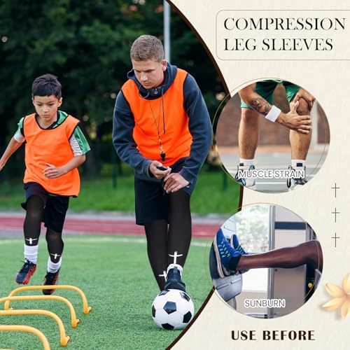 Compression Leg Sleeve - Faith Cross Design for Sports - Black