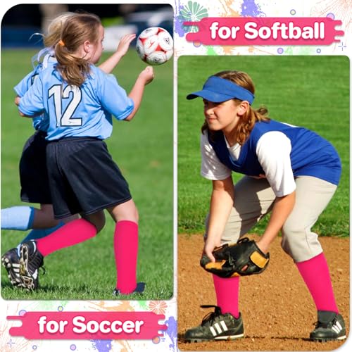 Toddler Soccer Socks - Youth Football & Baseball Socks, 2 Pack Hot Pink, 3-6 Years