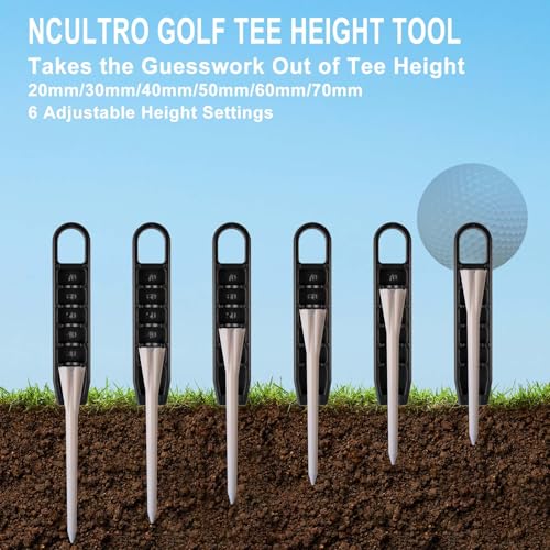 Golf Tee Height Setter - 6 Adjustable Settings, Black