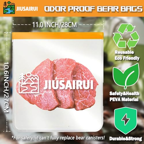 JIUSAIRUI Odor Proof Bear Bags for Food Backpacking: 3Pack Reusable