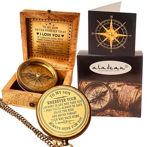 Engraved Compass Gift for Son - I Love You Variation