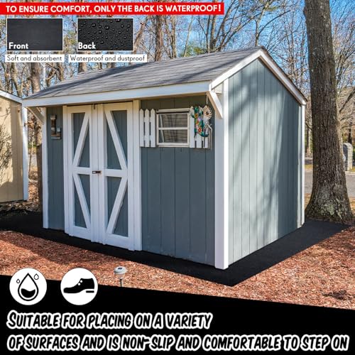 Haull Outdoor Storage Shed Floor Moat Waterproof Outdoor Carport Mat Thickened Soft Patio Furniture Pad Washable with Non Slip Backing, Storage Shed Not Included(6 x 8.2 ft)