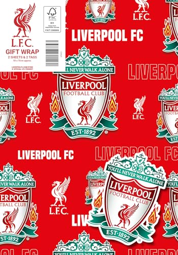 Liverpool FC Wrapping Paper Pack - 2 Sheets & 2 Tags