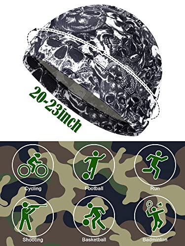 Cooling Skull Cap for Men - Sweat Wicking, One Size - Army Green, Gray, Brown, Black, Light Brown, Camouflage