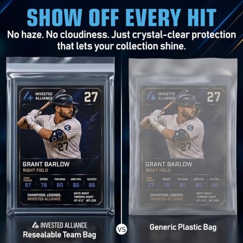 100 Count Resealable Team Bags for Trading Cards - High Clarity Sleeves