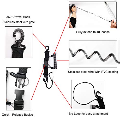 Stainless Steel Coiled Diving Lanyard with Quick Release Buckle