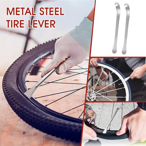 4-Piece Bicycle Spoke Wrench & Wheel Truing Tool Set with Tire Levers