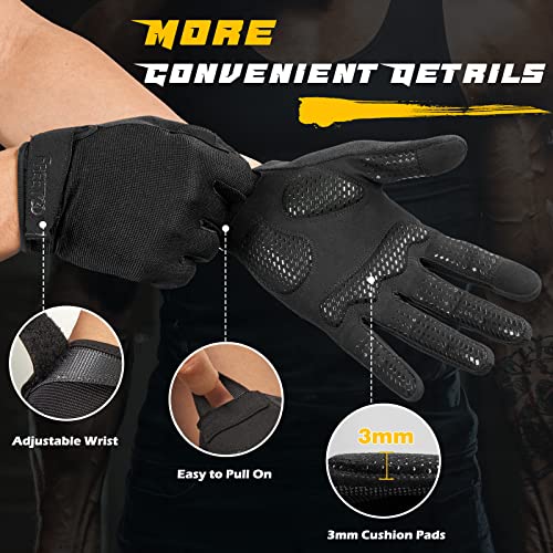 Full-Finger Workout Gloves for Men - Black, Large Size