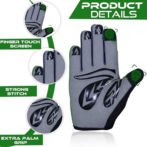 Kids Cycling Gloves with Gel Padding - Green, Medium (8-10 Years)