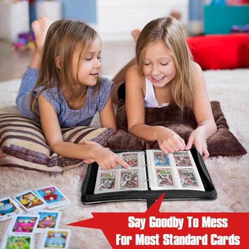 efunny Baseball Red 400-Pocket Card Binder with 50 Removable Sleeves – Waterproof 9x7in, 4 Pocket Organizer for Baseball Cards